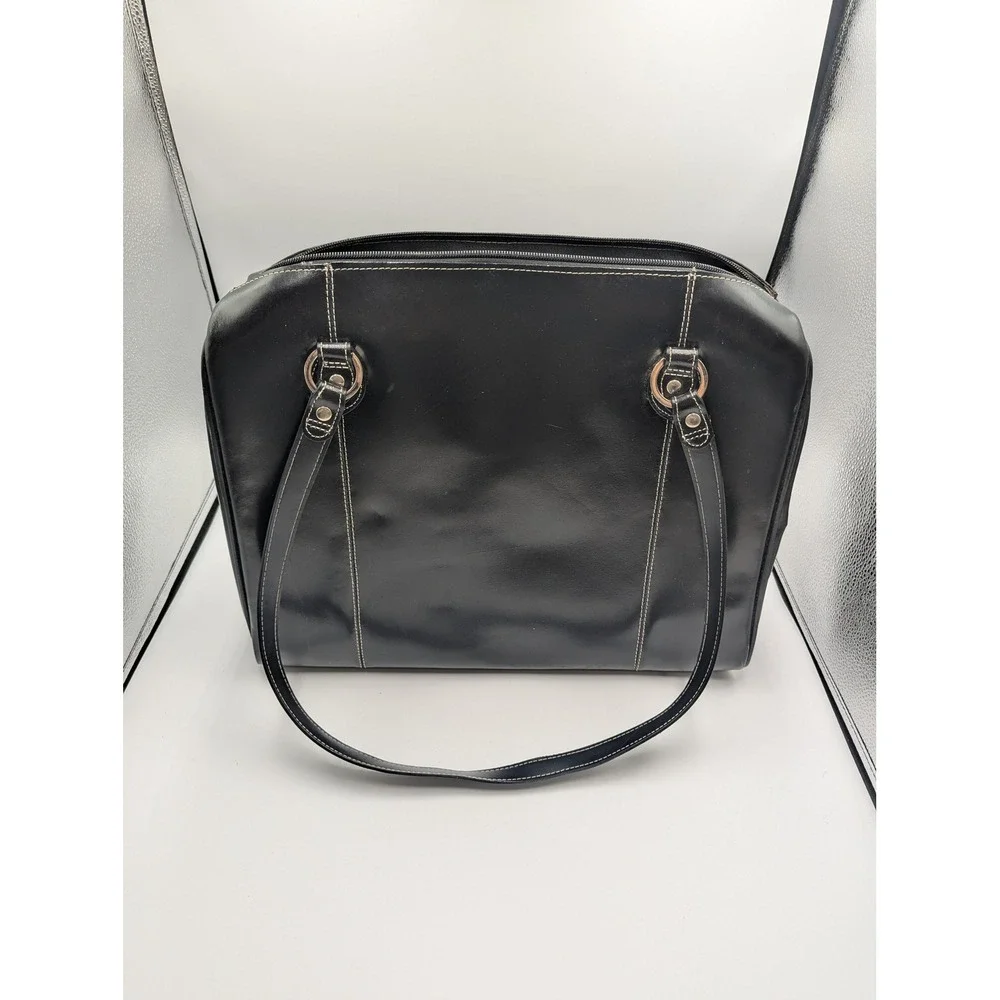 McKlein Laptop Briefcase Black Leather Structured Tote Large Y2K Style Career